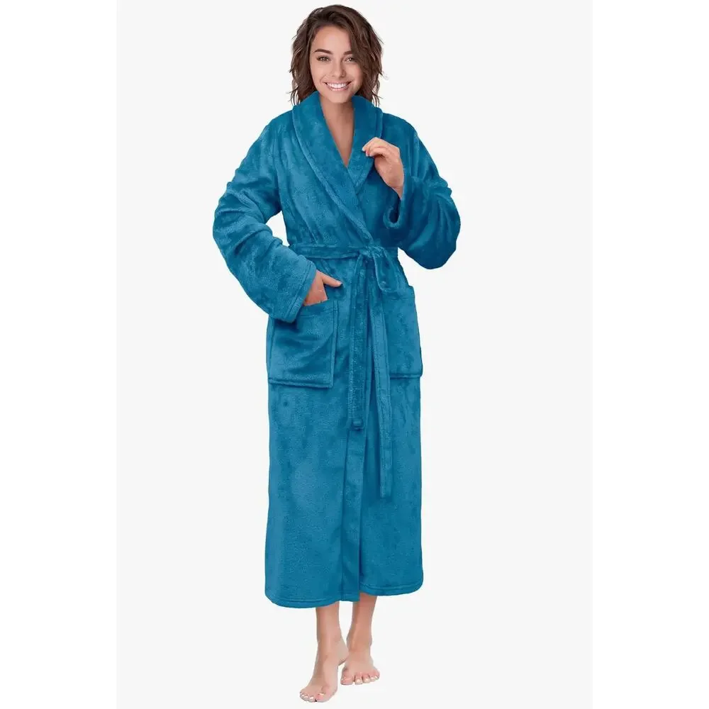 Womens Robe Fleece Plush Soft Bathrobe Shower Spa Long Robe for Women 2X-3X